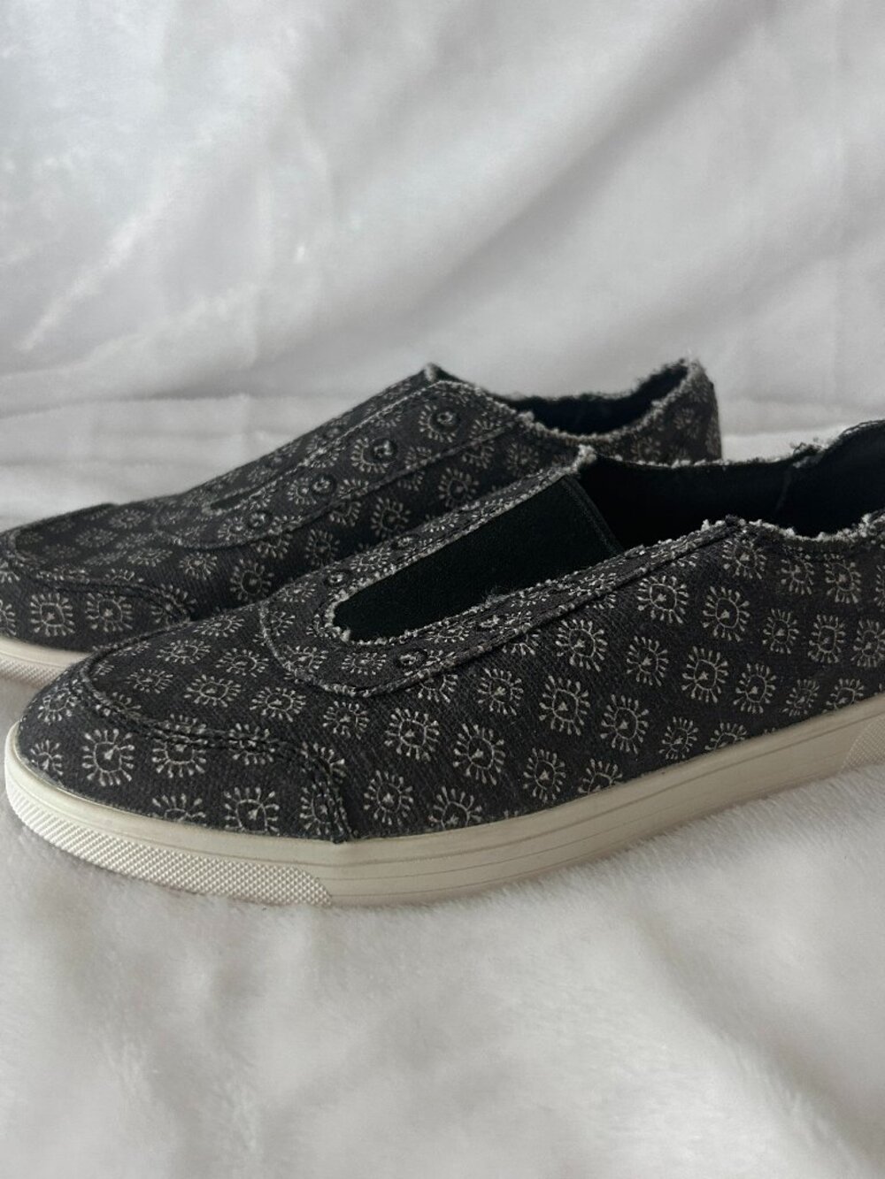 Spenco Slip On Sneaker‎ Womens 8 Gray Navy Canvas Comfort Shoe